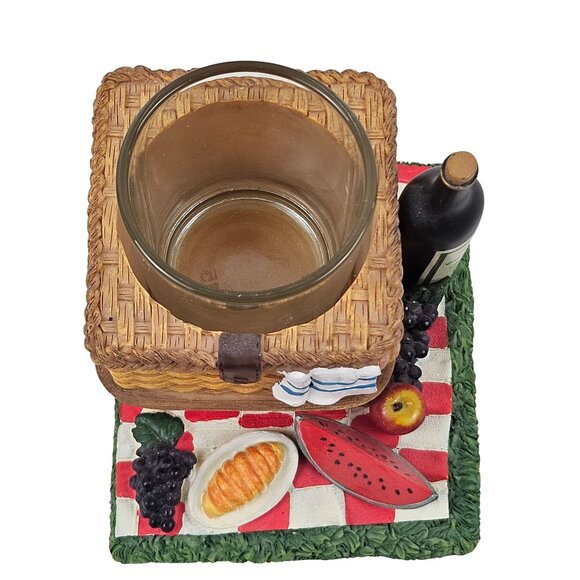 Yankee Candle Picnic Basket Votive Candle Holder Glass Insert Wine Fruit Bread - Picture 7 of 10
